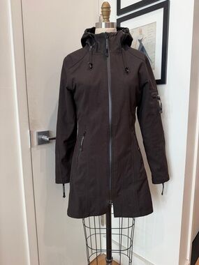 Women’s Hooded Long Toggle Jacket - Brown